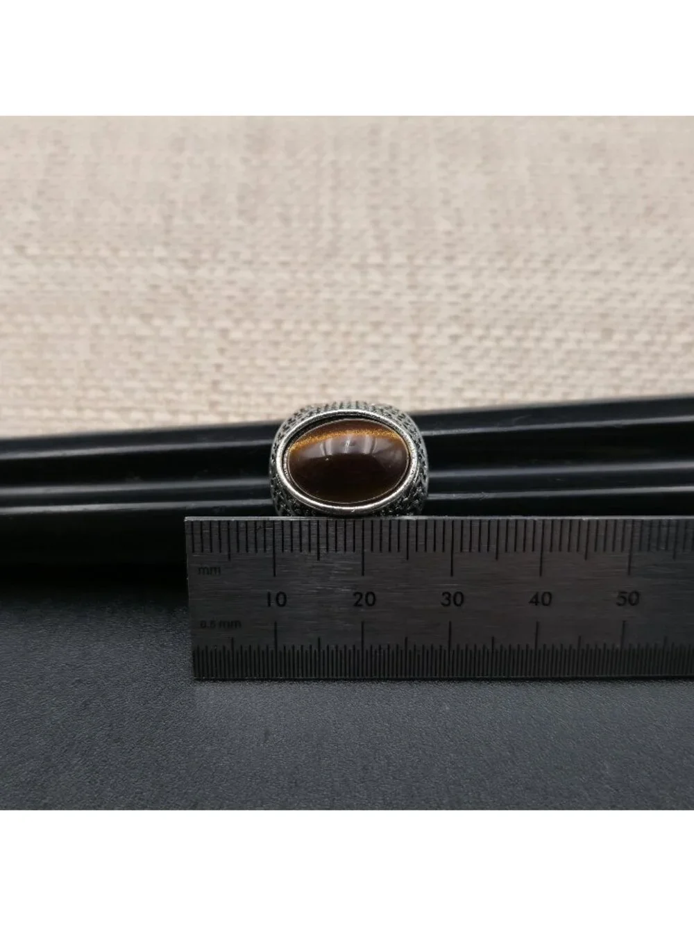 Size 8.75 Natural Tiger Eye Stone Band Ring A8102